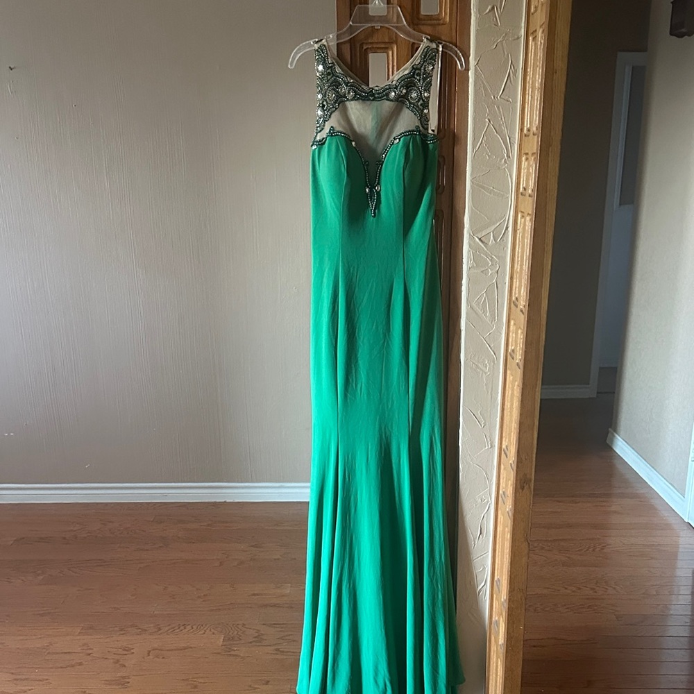 Angela & Alison Vibrant Green Backless Dress